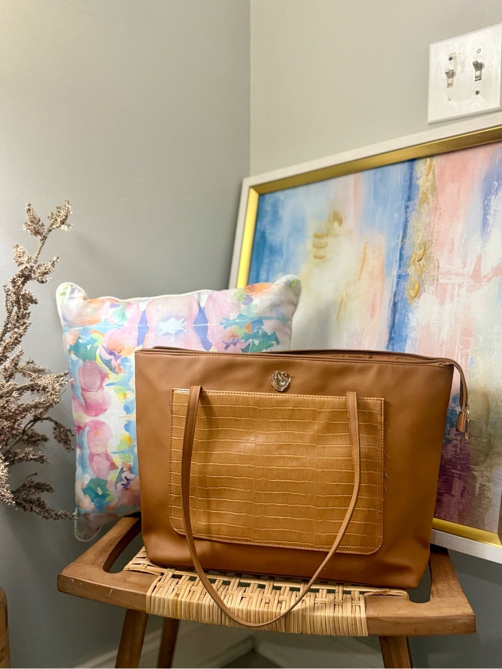 🤎✨ Camel Brown Faux-Croc Tote Bag — NEW ✨🤎